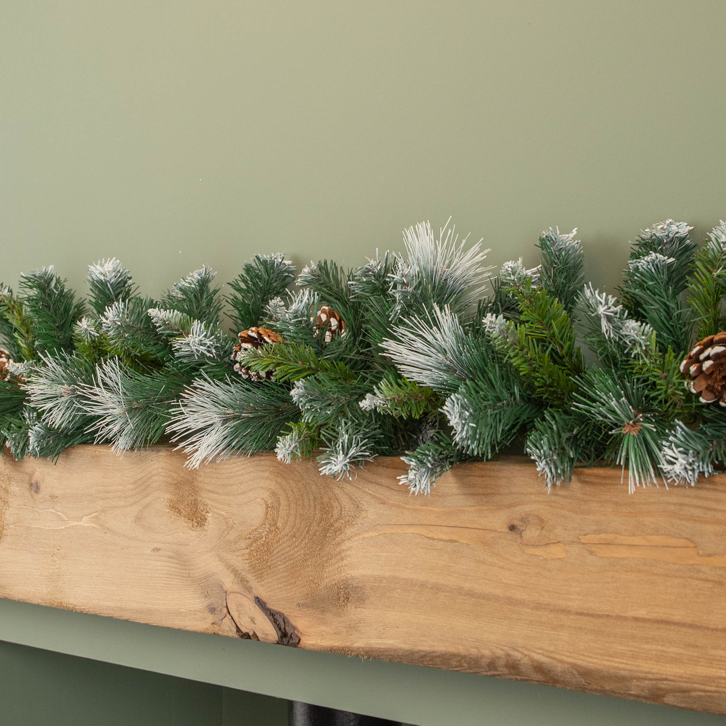 270cm x 25cm Frosted Glacier Christmas Garland with Pine Cones