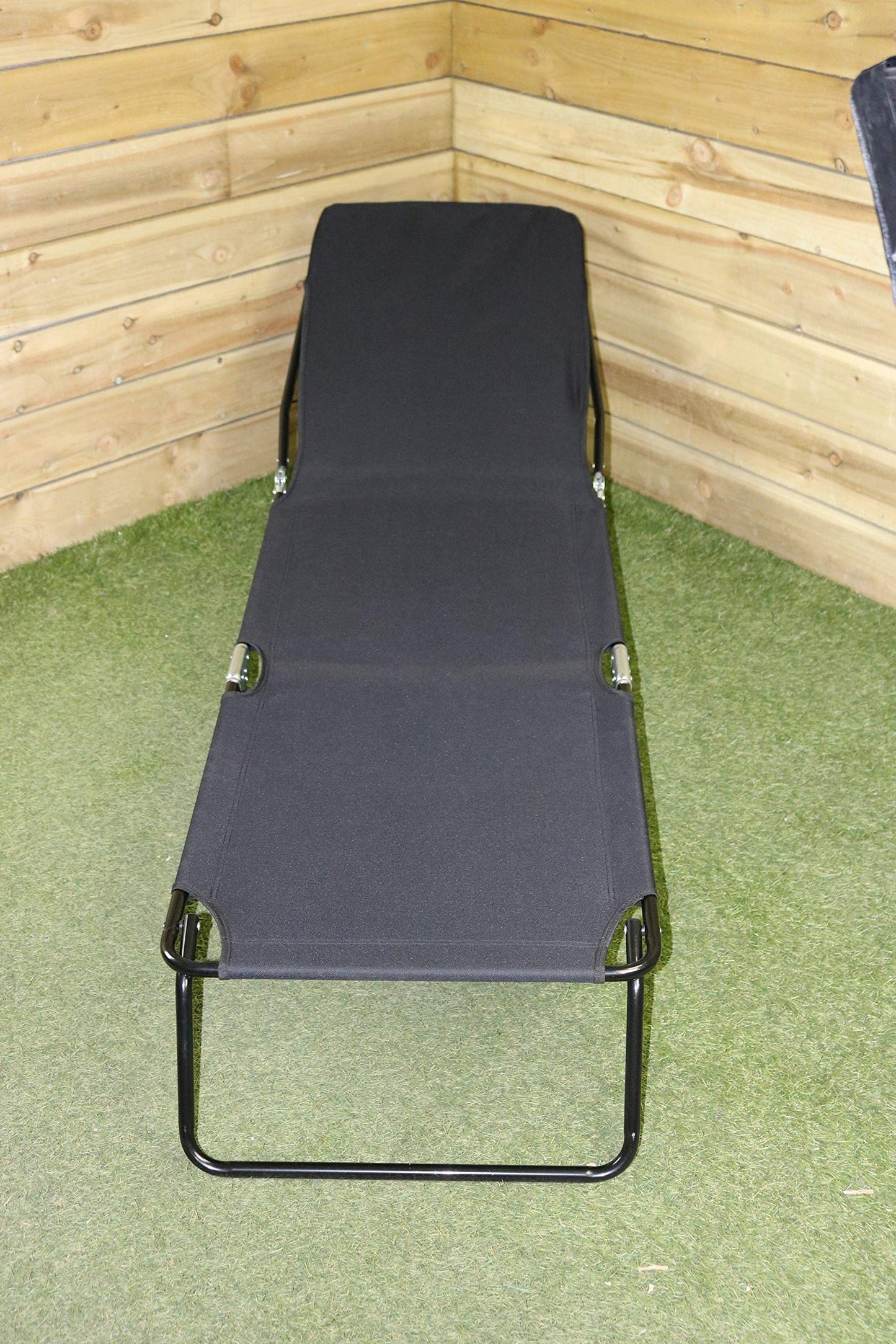 Factory Seconds: Black Outdoor Garden Patio Reclining Oxford Sun Lounger