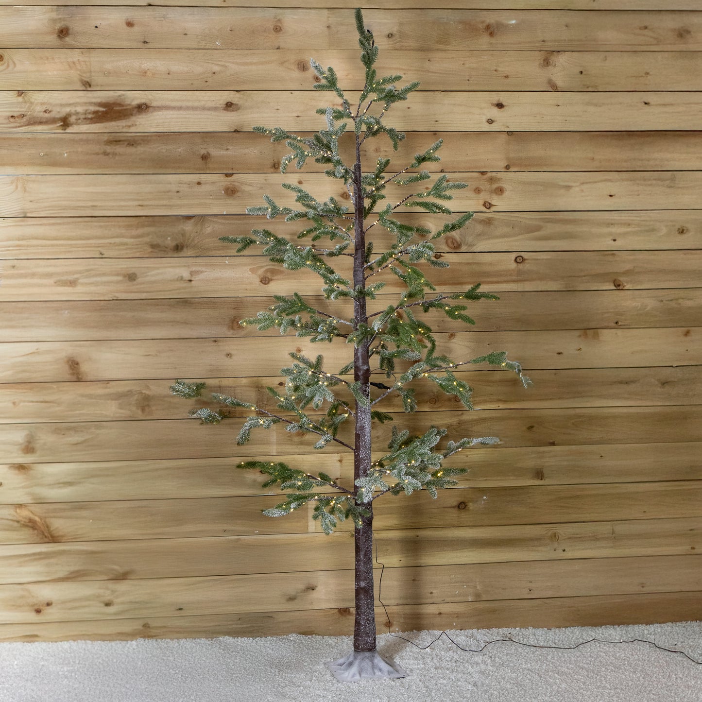 8ft (2.40m) Tall Light up Christmas Snow Tree with 412 Warm White LEDs