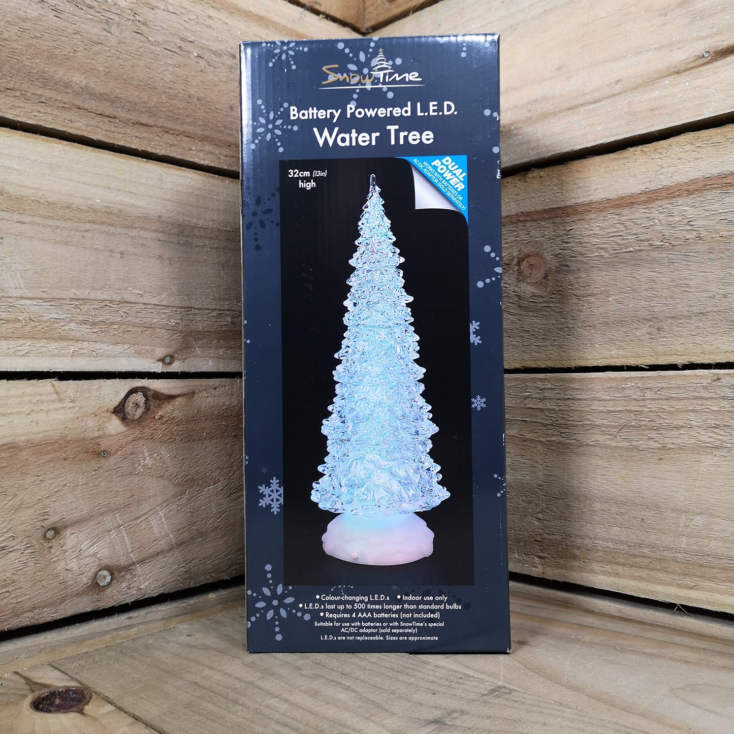 Factory Seconds: 32cm Dual Power LED Christmas Glitter Water Spinner Colour Changing Tree