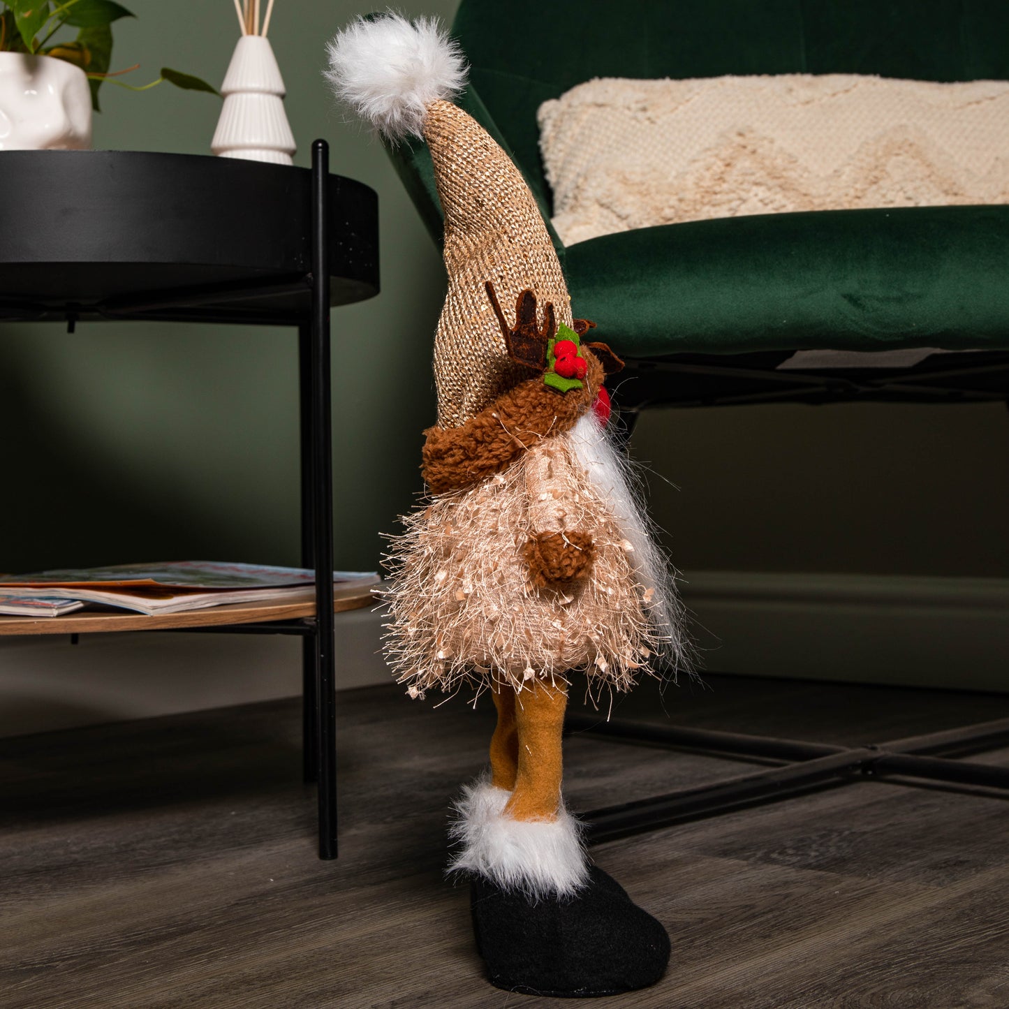 46cm Battery Operated Light up Standing Christmas Reindeer Gonk with Warm White LEDs