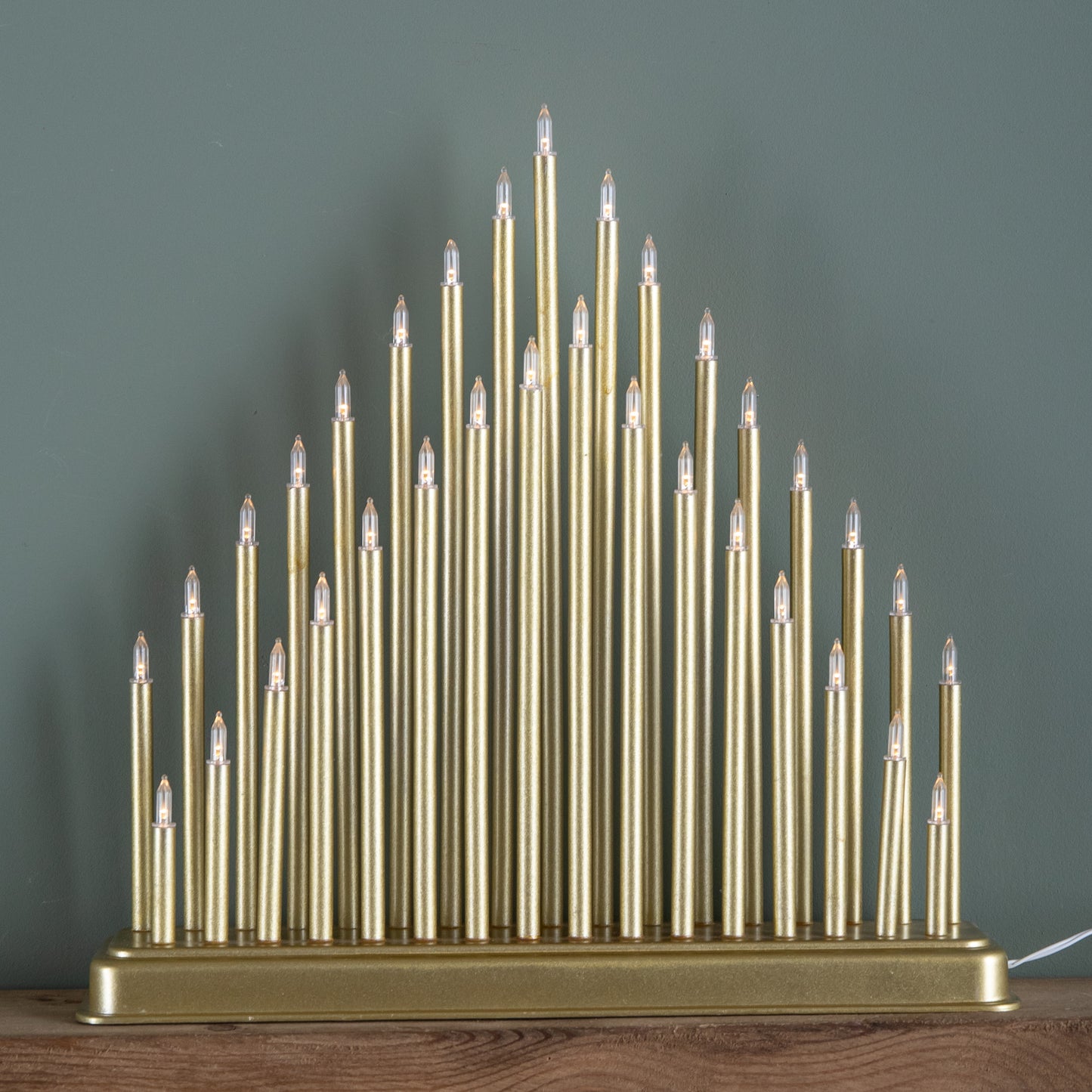36cm Light up Gold Christmas Candlebridge with 33 Warm White LEDs