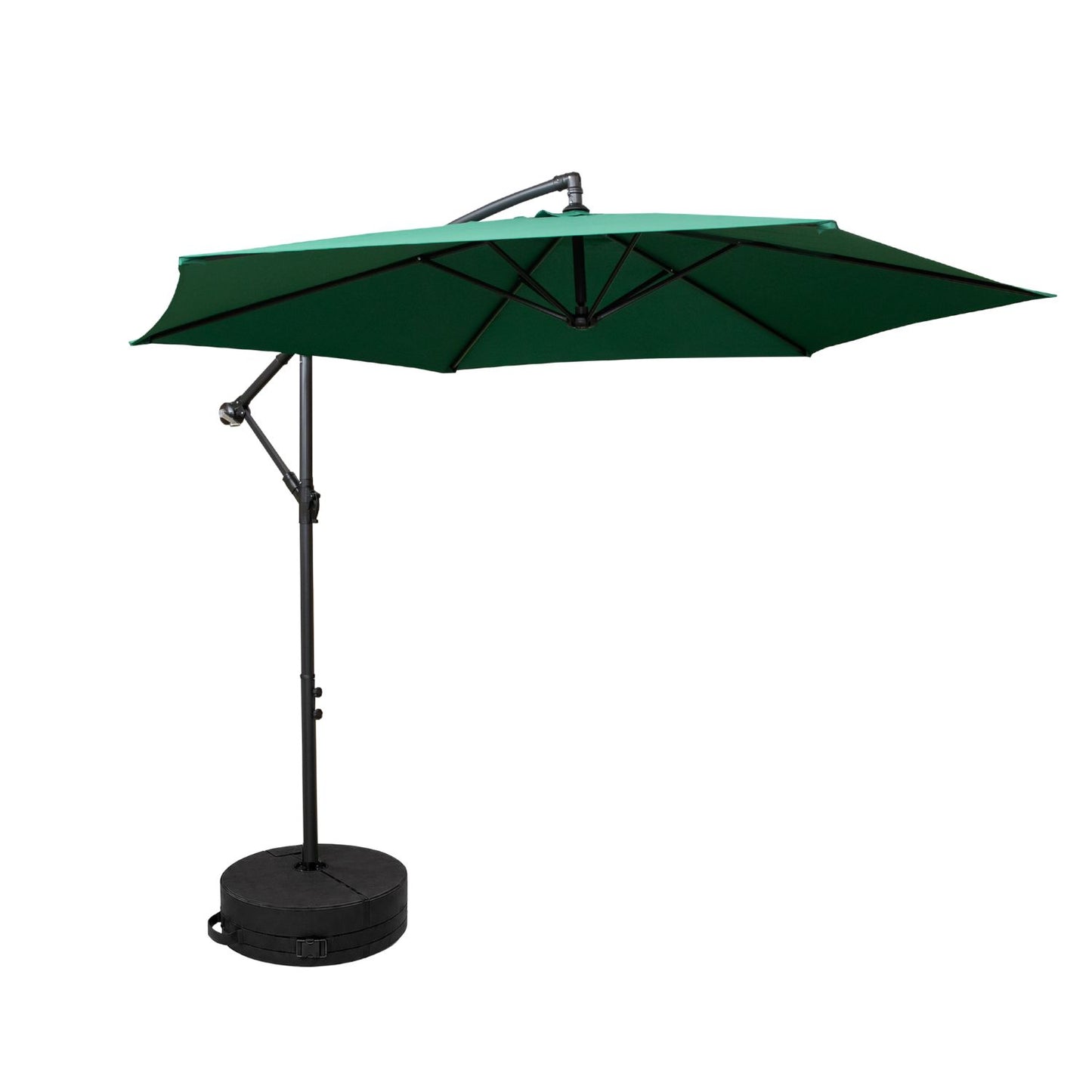 3m Cantilever Banana Garden Parasol with Crank Handle in Green with Base Bag Included