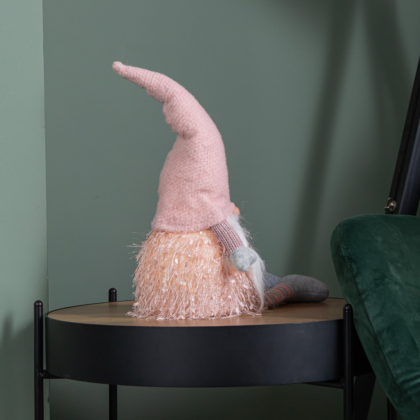 50cm Battery Operated Light up Female Christmas Gonk with Dangly Legs in Pink Hat