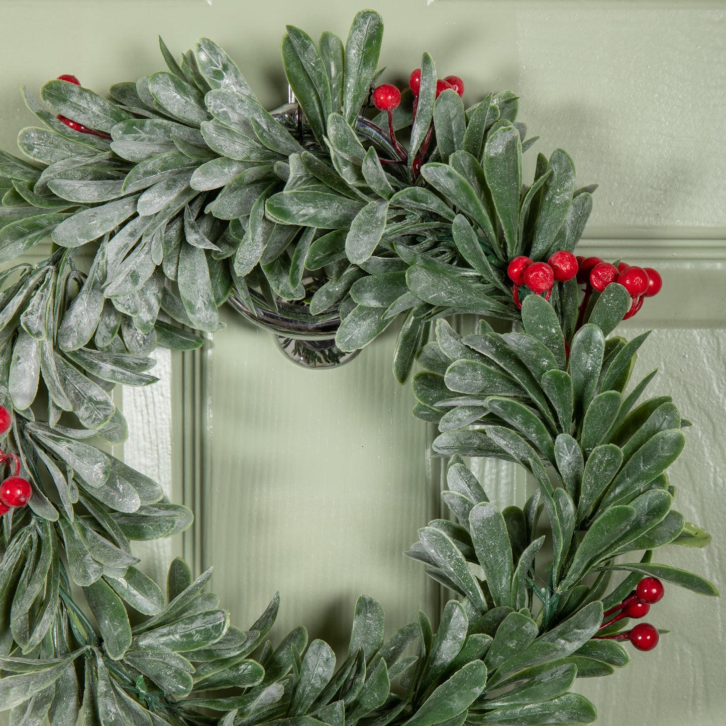 35cm Hanging Christmas Wreath with Red Berries