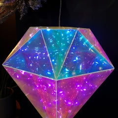 30cm Battery Operated Light up Hanging Christmas Dream Diamond with 100 White LEDs