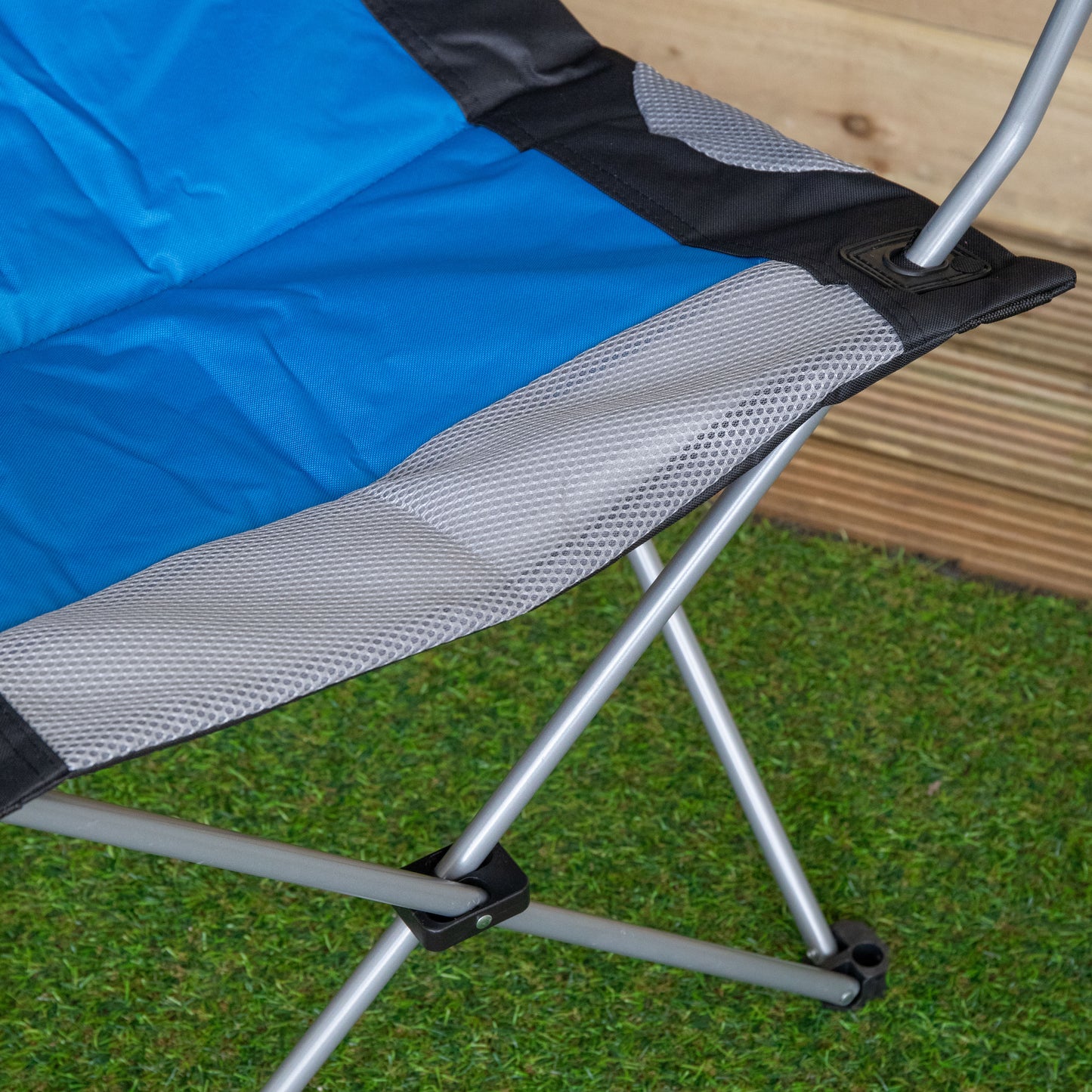 Luxury Padded High Back Outdoor Folding Chair with Cupholder in Blue
