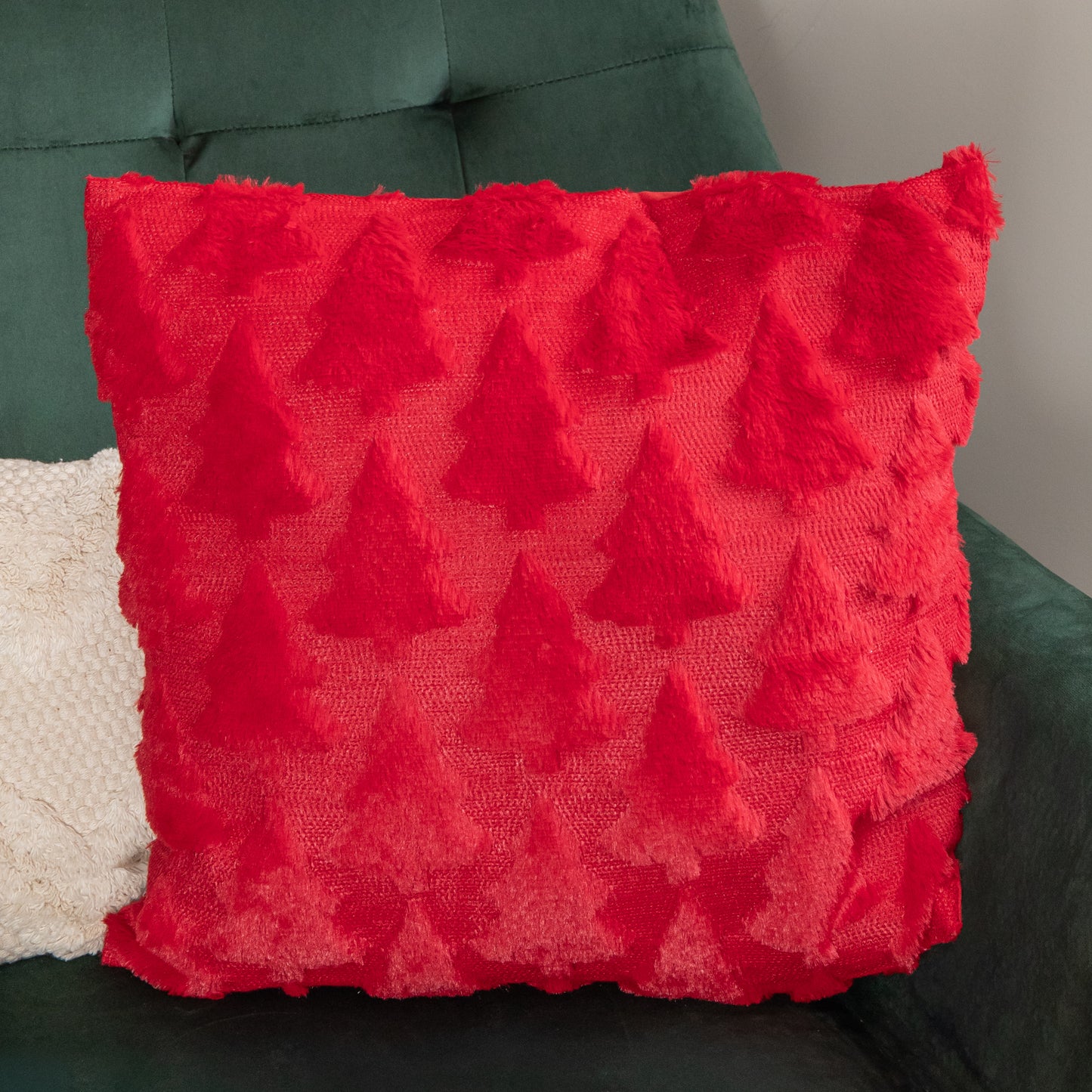 45 x 45cm Soft Fabric Christmas Tree Chair Cushion in Red
