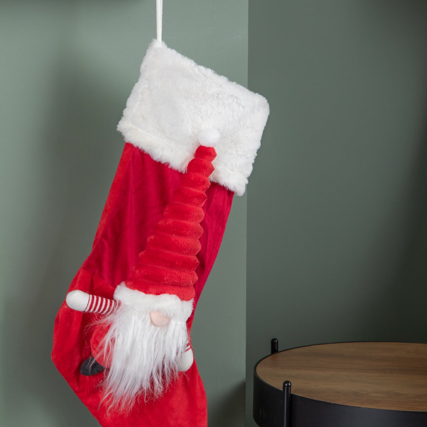 53cm Red and White Hanging Christmas Gonk Stocking