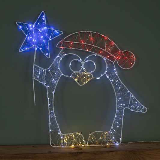 52cm Light up Christmas Penguin Dewdrop Silhouette with Twinkling LEDs