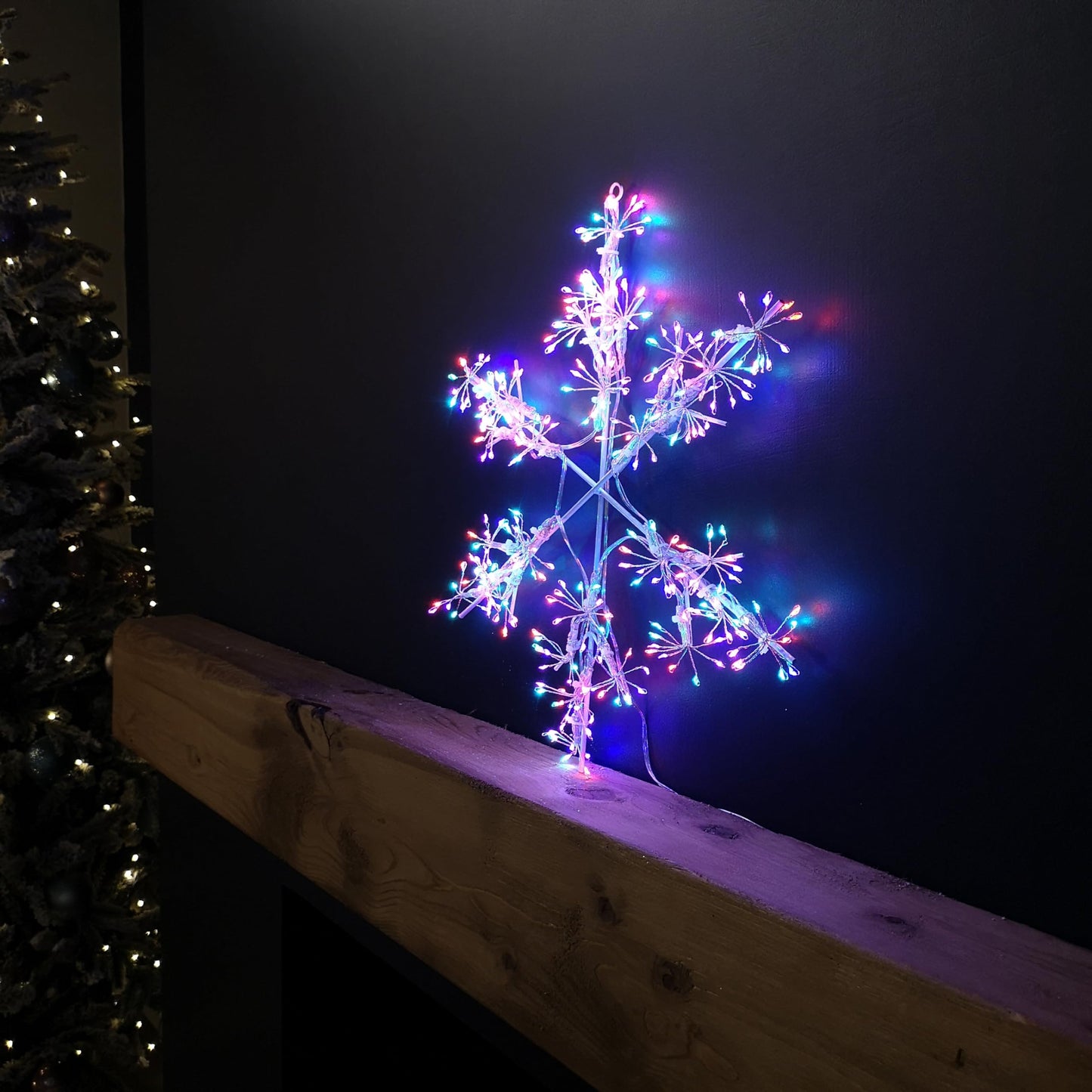 40cm LED Hanging Snowflake Christmas Decoration in Rainbow