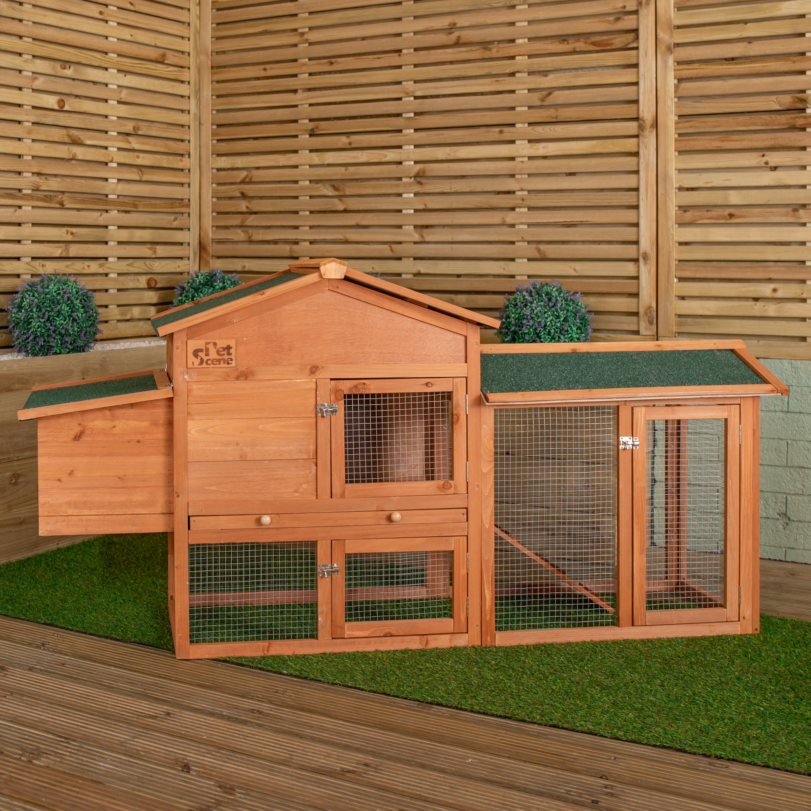88cm x 1.79m Samuel Alexander Large Wooden Outdoor Hutch for Small Animals with Run