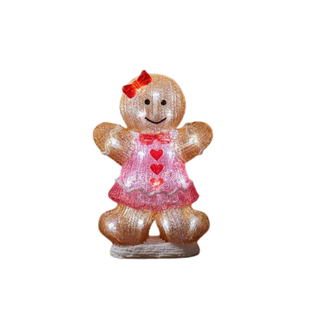 30cm Battery Operated Light up Christmas Gingerbread Girl with Cool White LEDs
