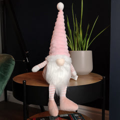 44cm Sitting Plush Christmas Gonk with Dangly Legs in Pink