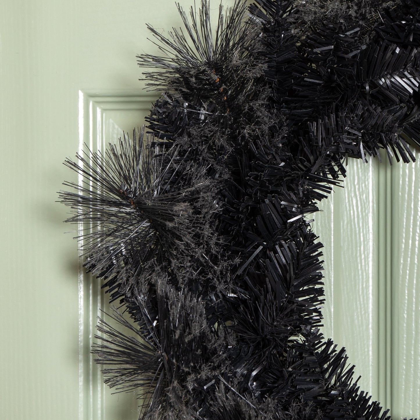 50cm Plain Black Tipped Hanging Christmas & Halloween Artificial Wreath