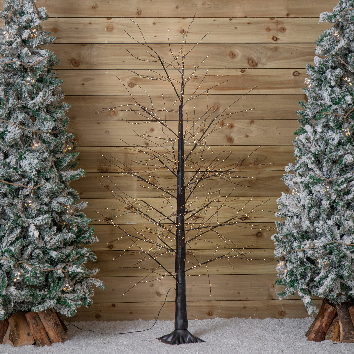 6ft (1.8m) Tall Light up Black Micro Dot Christmas Tree with 1100 Warm White LEDs and Remote Control