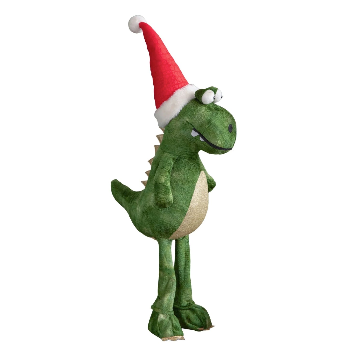 85cm Tall Green Plush Big Lizard Dino Standing Christmas Decoration with Santa Hat