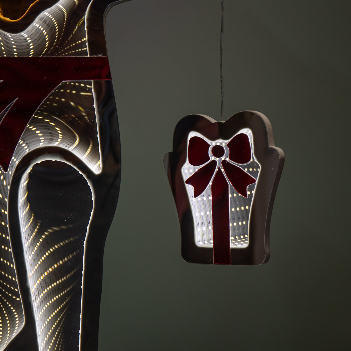 78cm LED Infinity Standing Dog Christmas Decoration with Metal Base in Warm White 