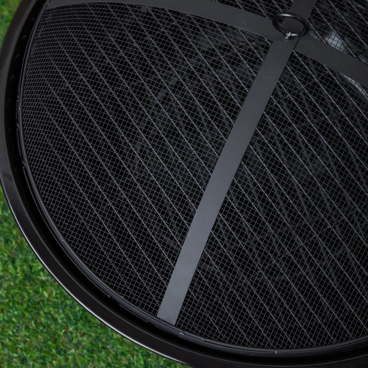 52cm Black Steel Outdoor Lustre Enamelled Firepit with Fire Poker