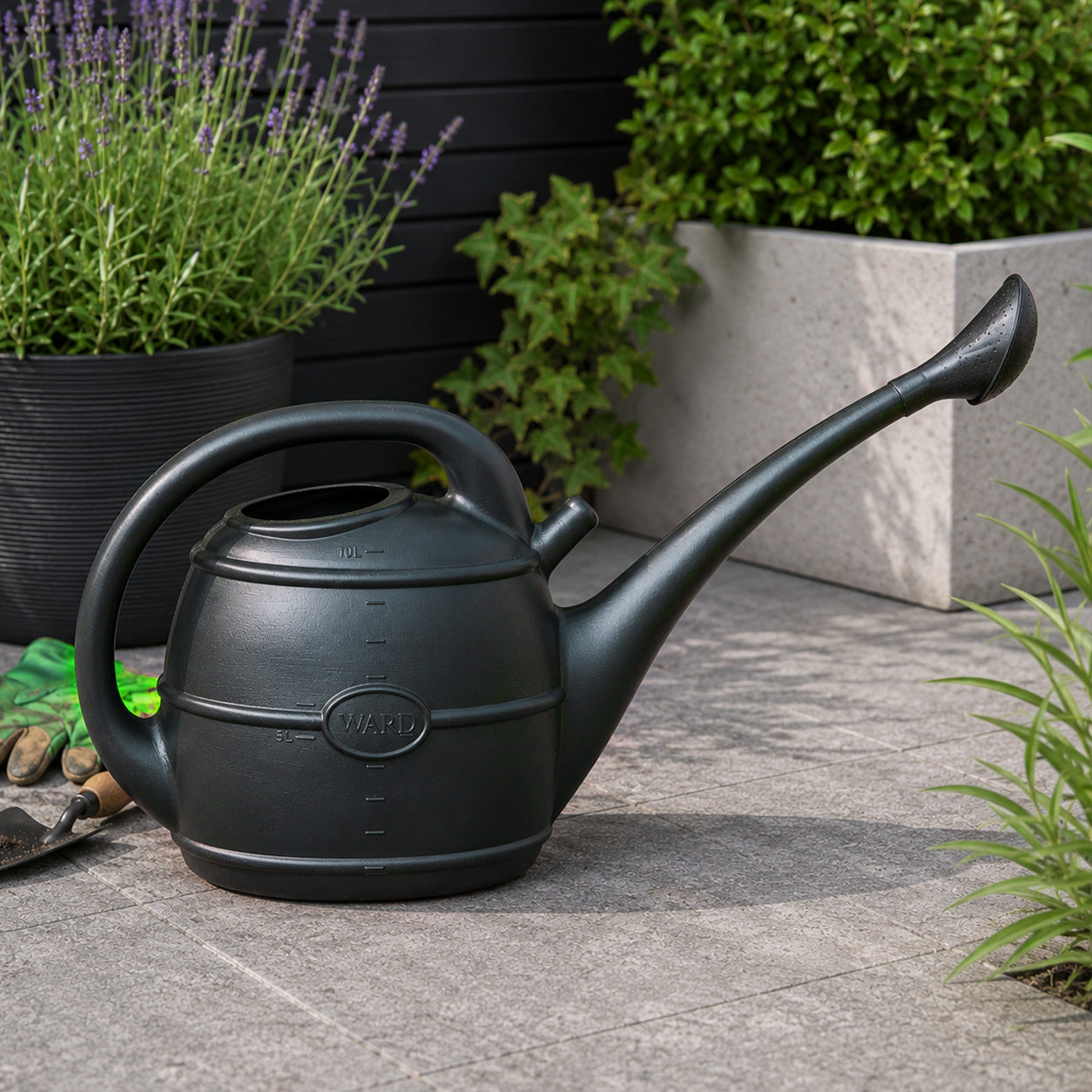 10L Garden Patio Ward Watering Can with Rose in Green
