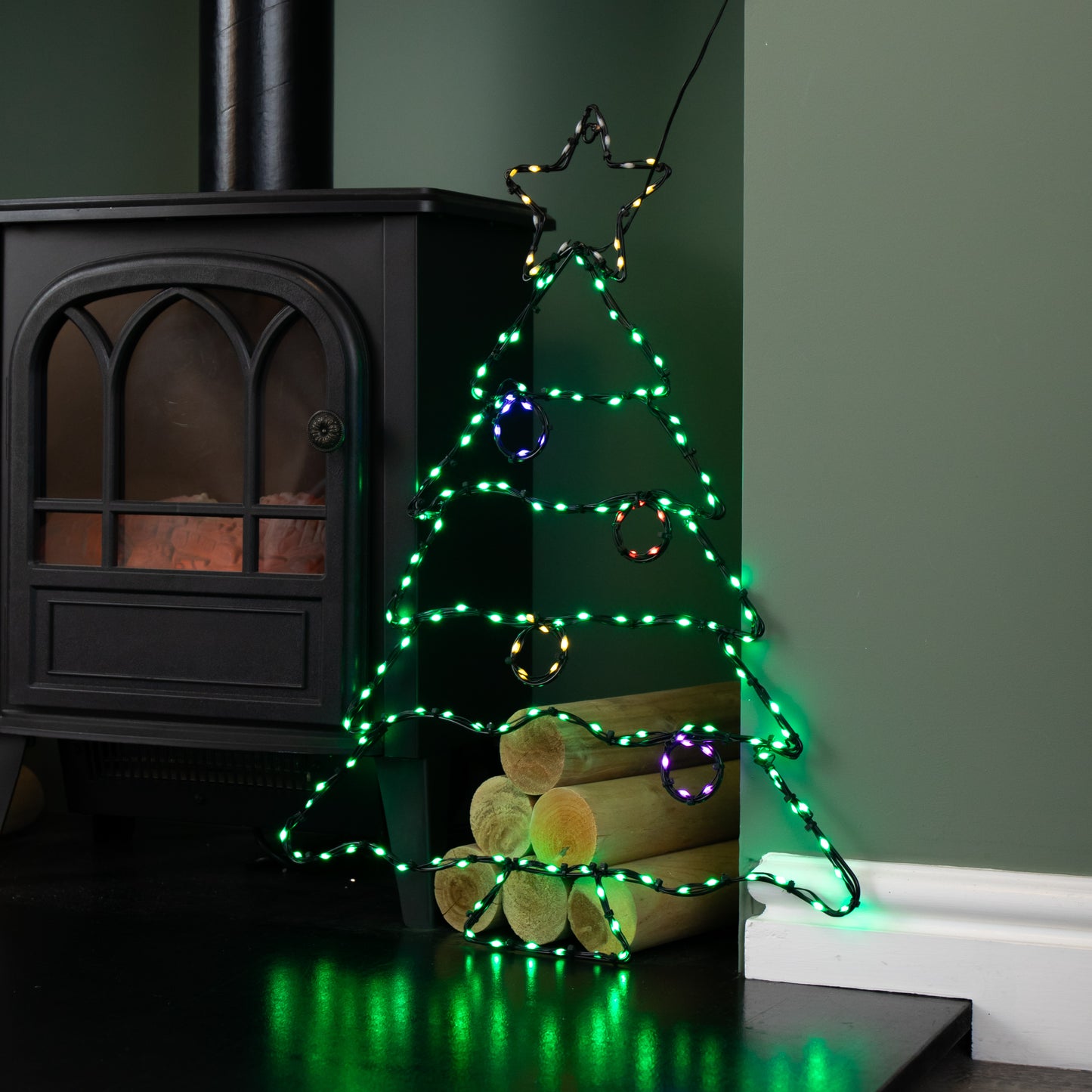 60cm x 46cm Light up FlexiBrights Christmas Tree Silhouette with 164 Multi-Coloured LEDs