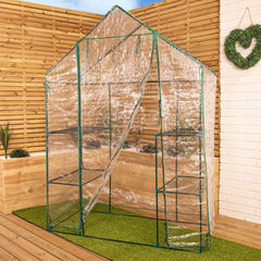 1.95m Outdoor Garden Patio Walk In Greenhouse with 4 Shelves