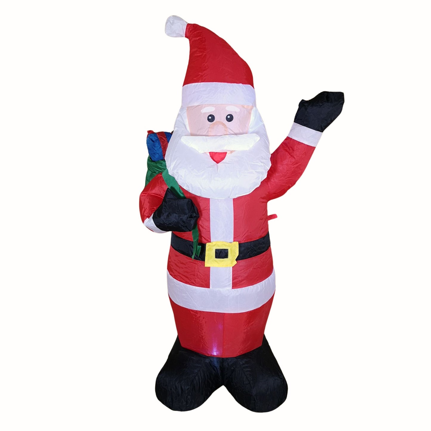 130cm (4ft) Inflatable LED Outdoor Christmas Standing Santa with Gift in Sack