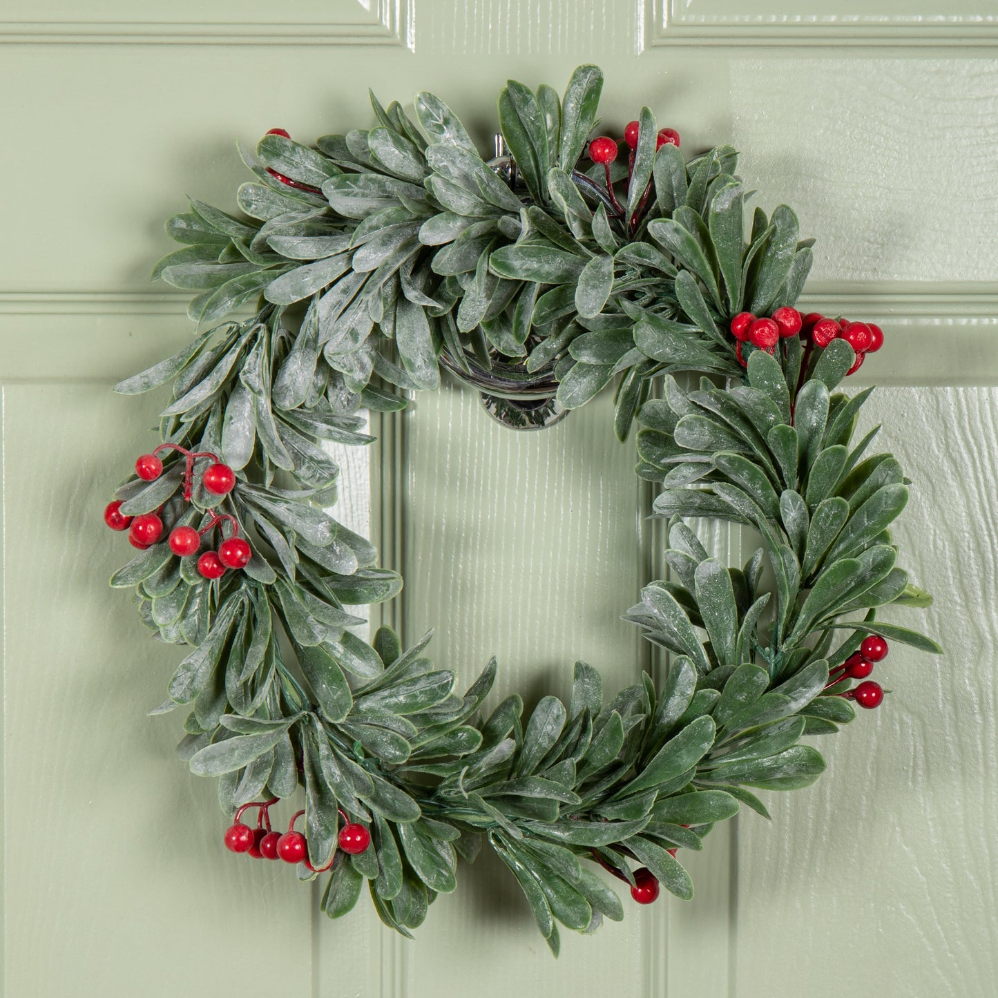35cm Hanging Christmas Wreath with Red Berries