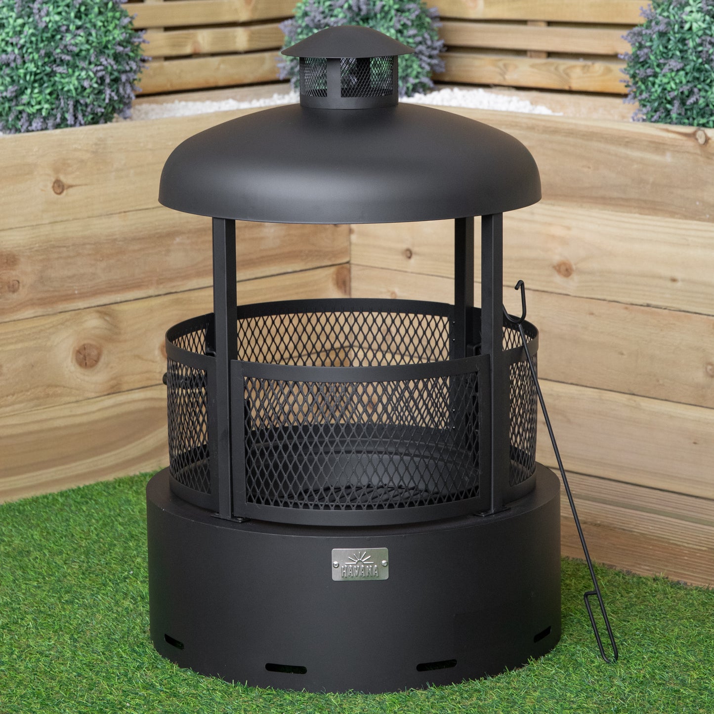 80cm Black Steel Firedancer Chiminea Fire Pit with Fire Poker