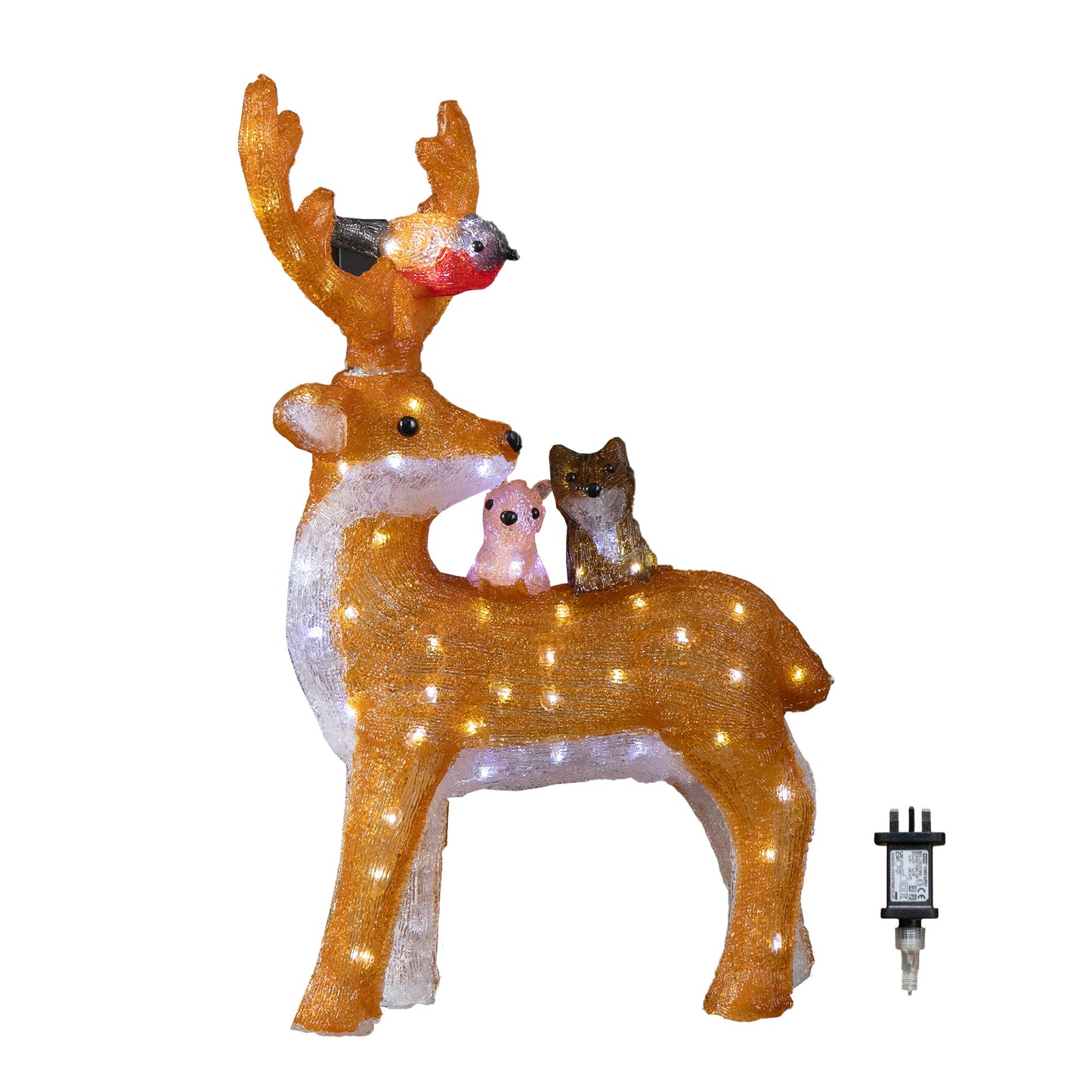 60cm Light up Acrylic Standing Christmas Deer with Animals and 80 Warm White LEDs