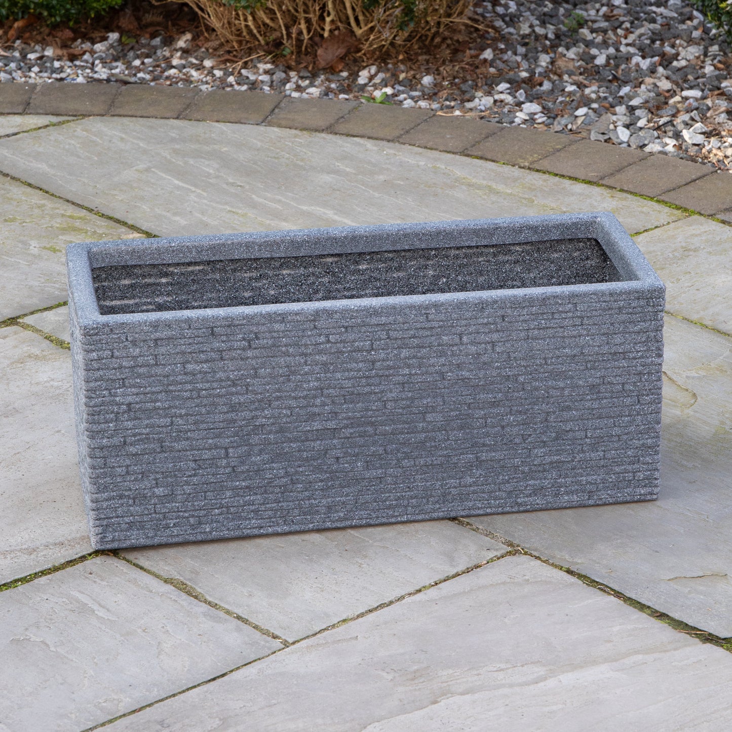 25cm Plastic Ash Grey Slate Effect Garden Patio Trough