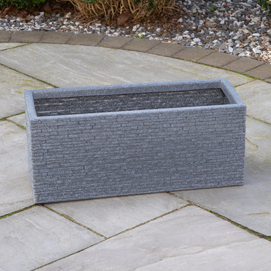 25cm Plastic Ash Grey Slate Effect Garden Patio Trough