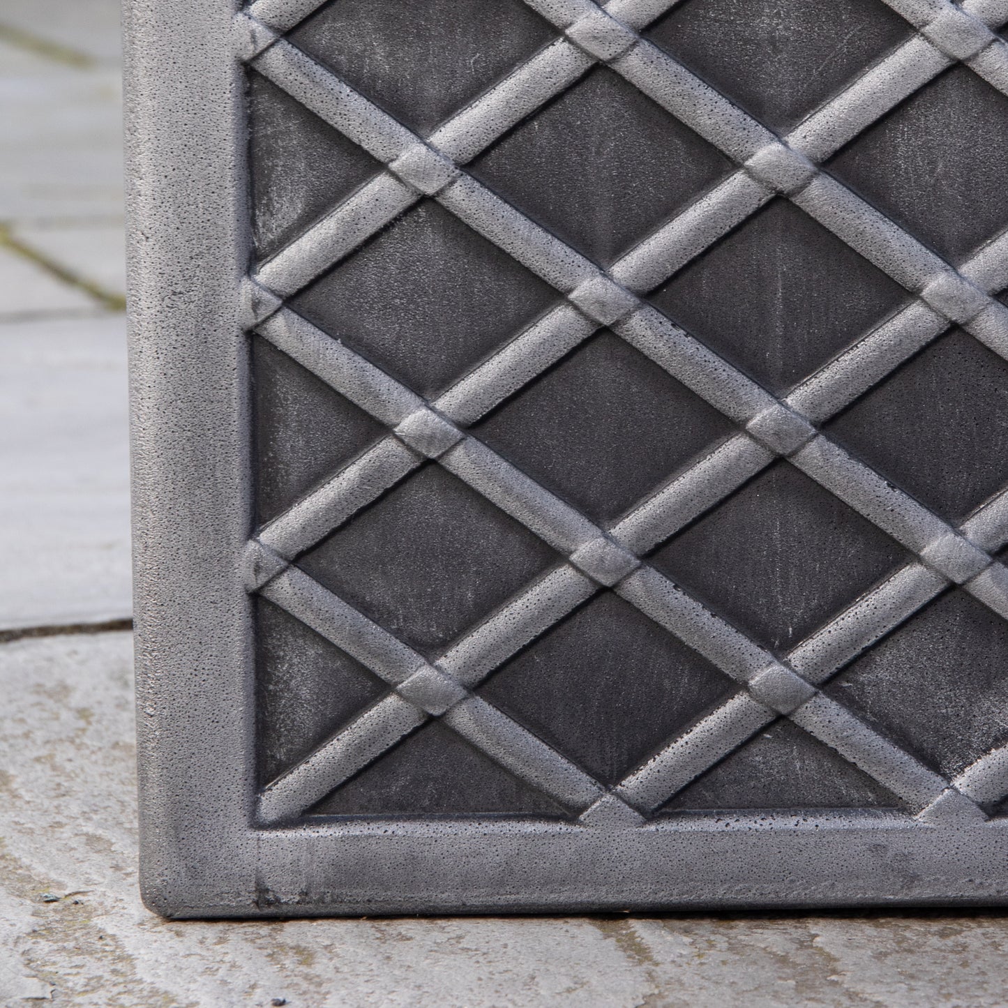 30cm Small Square Plastic Pewter Effect Grey Garden Patio Planter