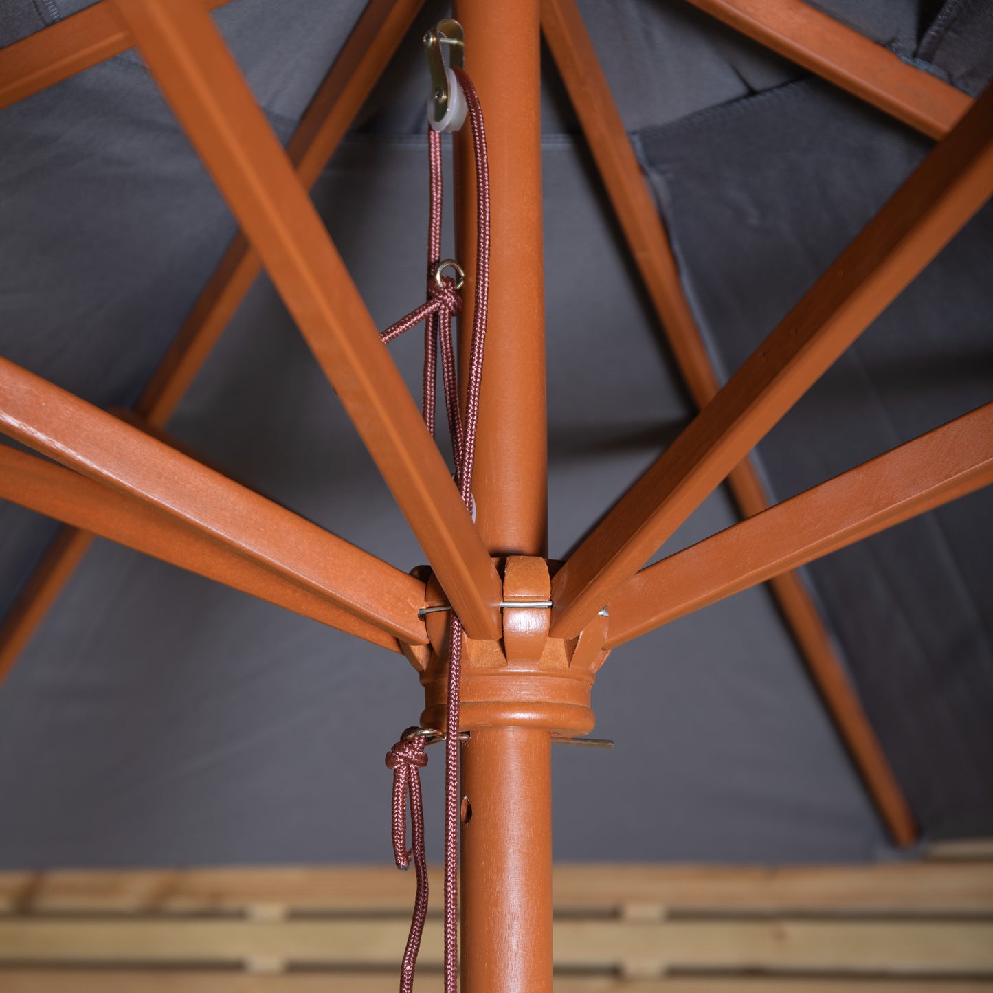 Samuel Alexander 2.7m Outdoor Wooden Garden Parasol Sun Shade with Carry Bag in Grey