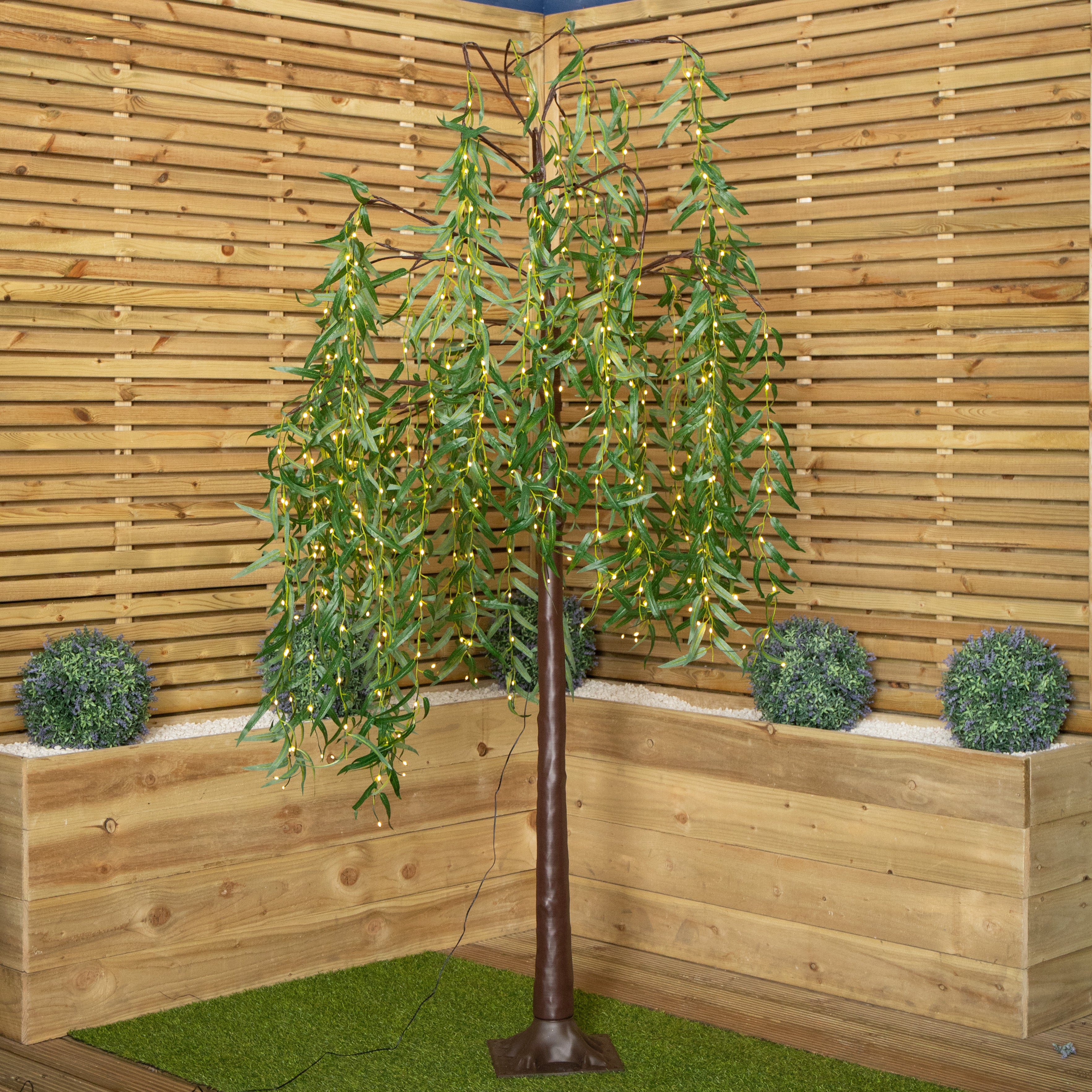 7ft (2.1m) Tall  Light up Christmas Willow Tree with 384 Warm White LEDs