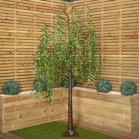 7ft (2.1m) Tall  Light up Christmas Willow Tree with 384 Warm White LEDs