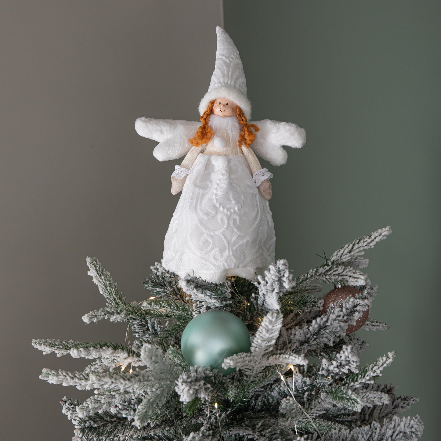 35cm Christmas Tree Topper Angel Decoration in White