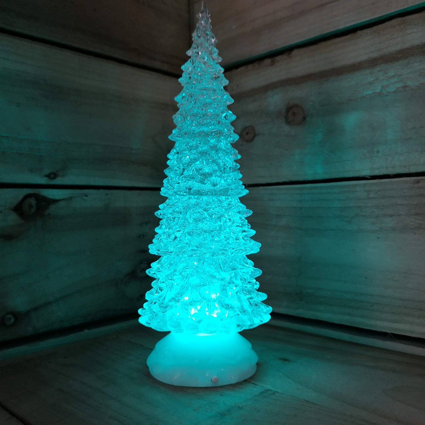 Factory Seconds: 32cm Dual Power LED Christmas Glitter Water Spinner Colour Changing Tree