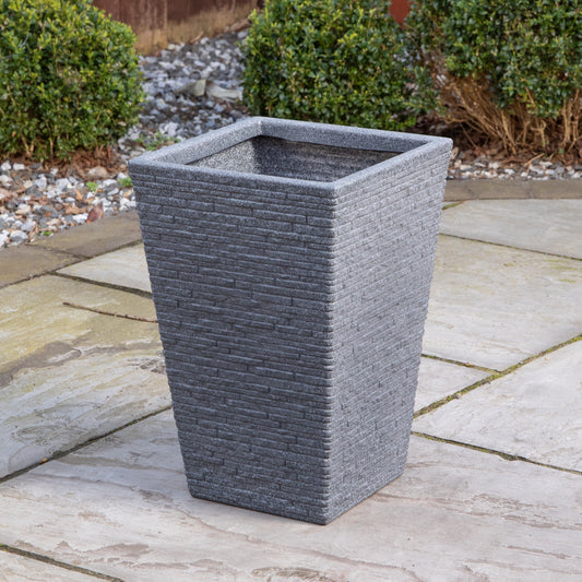 45cm Tall Plastic Ash Grey Slate Effect Garden Patio Trough