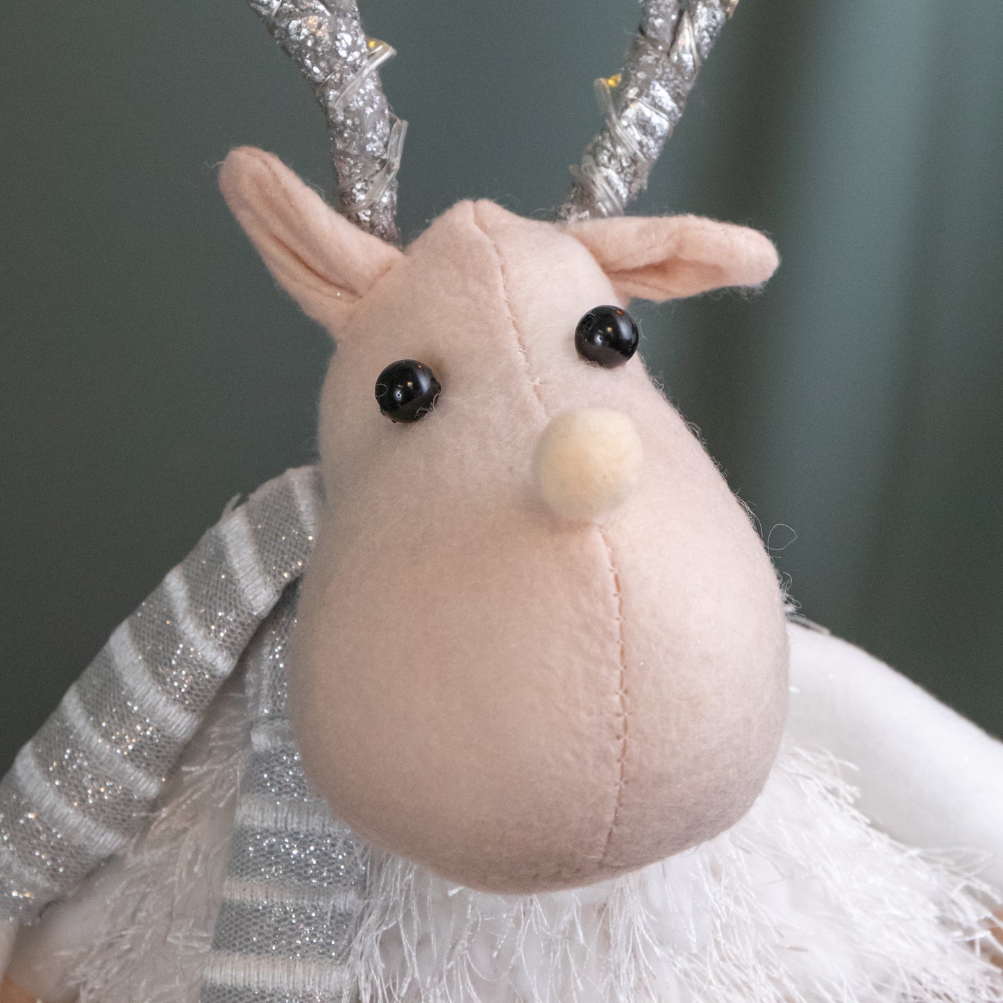 40cm Battery Operated Plush Christmas Reindeer with LED Lit Antlers