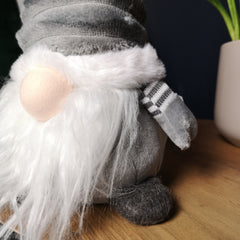 40cm Sitting Plush Christmas Gonk with Grooved Hat in Grey