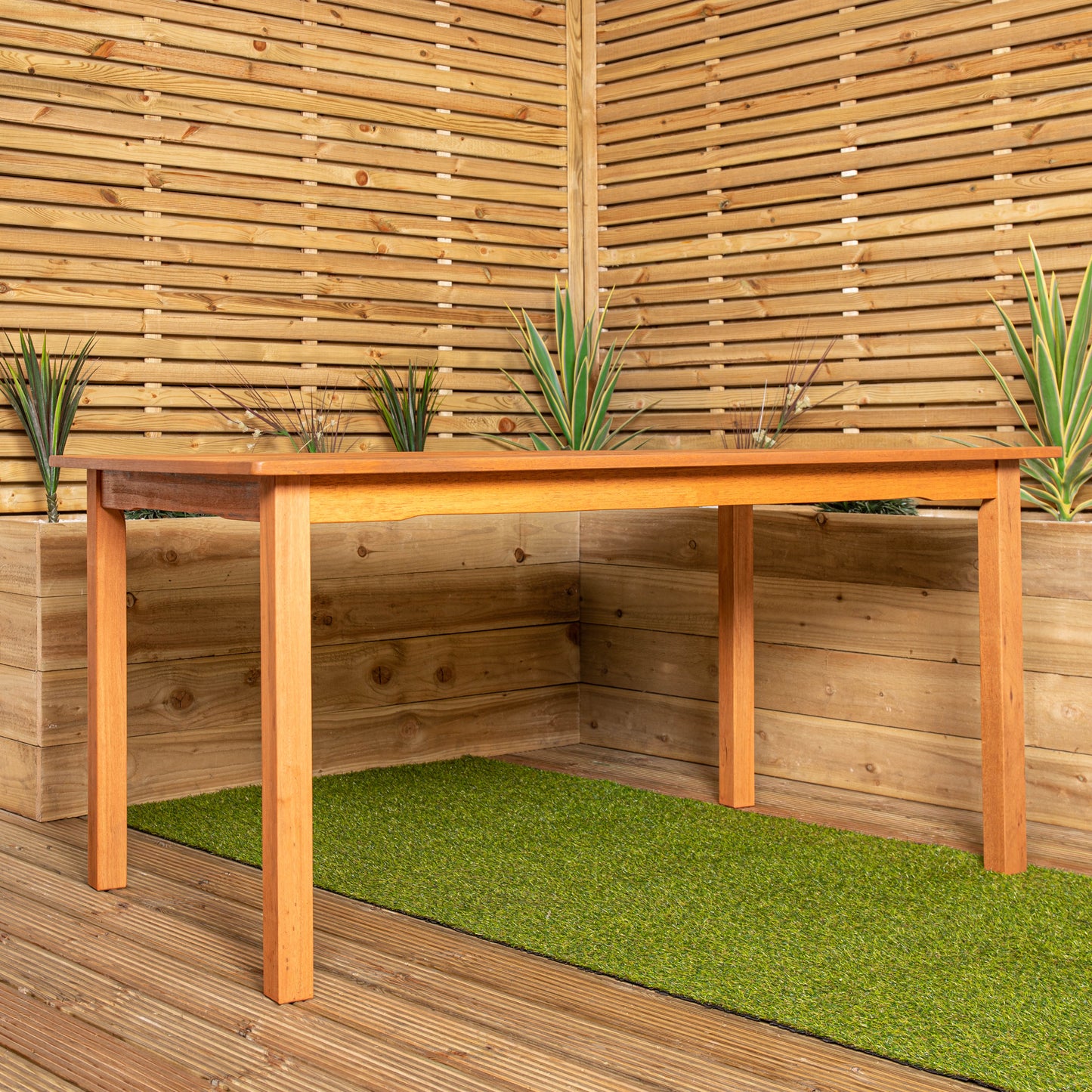 Outdoor 4 Person Rectangular Wooden Garden Patio Dining Table Chairs Set