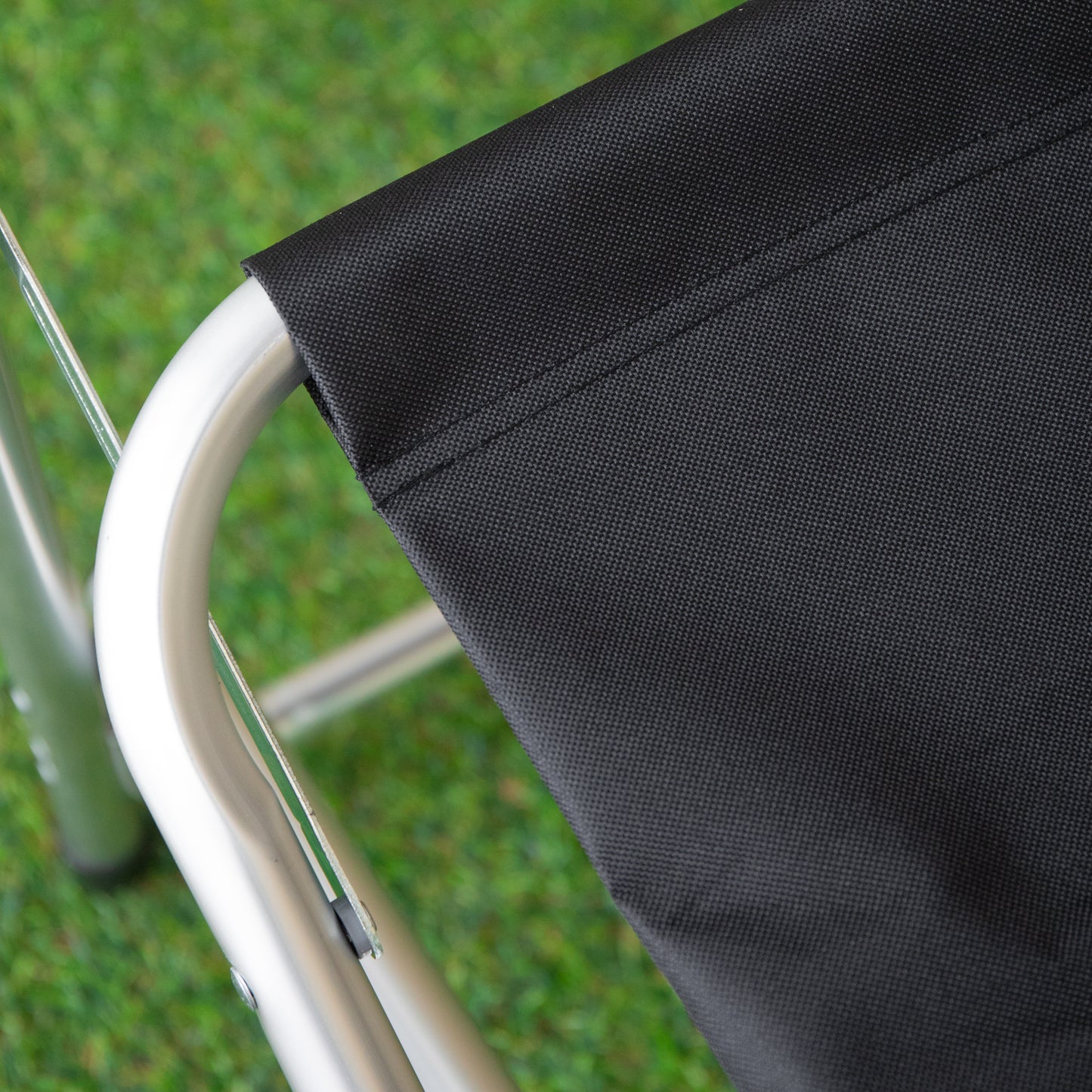 Outdoor Folding Garden Canvas Chair with Aluminium Frame in Black