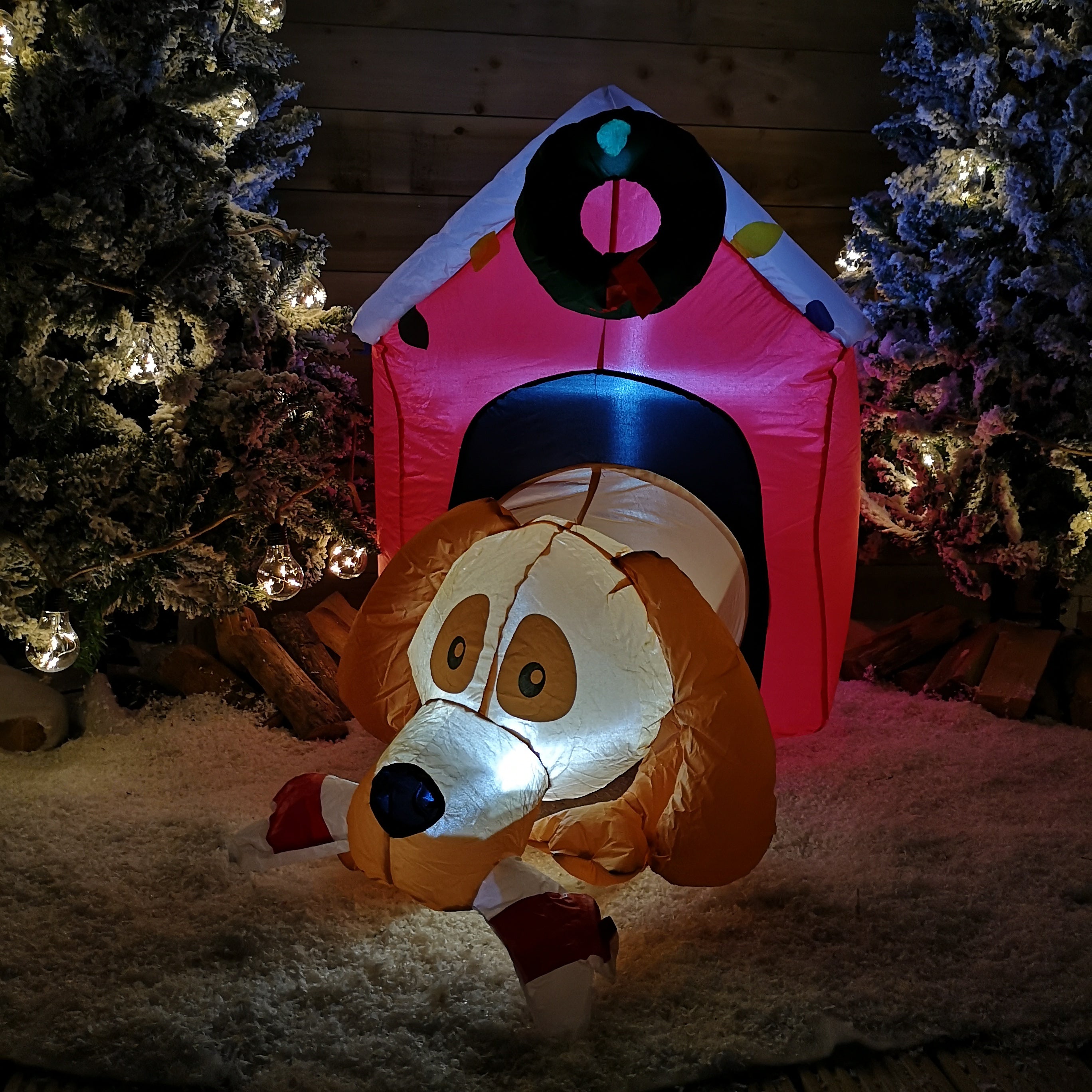 1.2m Inflatable Light Up LED Indoor Outdoor Dog House Christmas Decoration