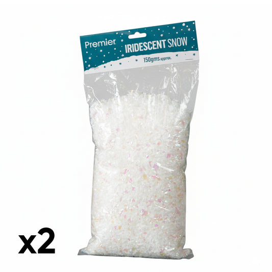 2 Pack of 150g of Frosted Iridescent Fake Christmas Snow Decoration
