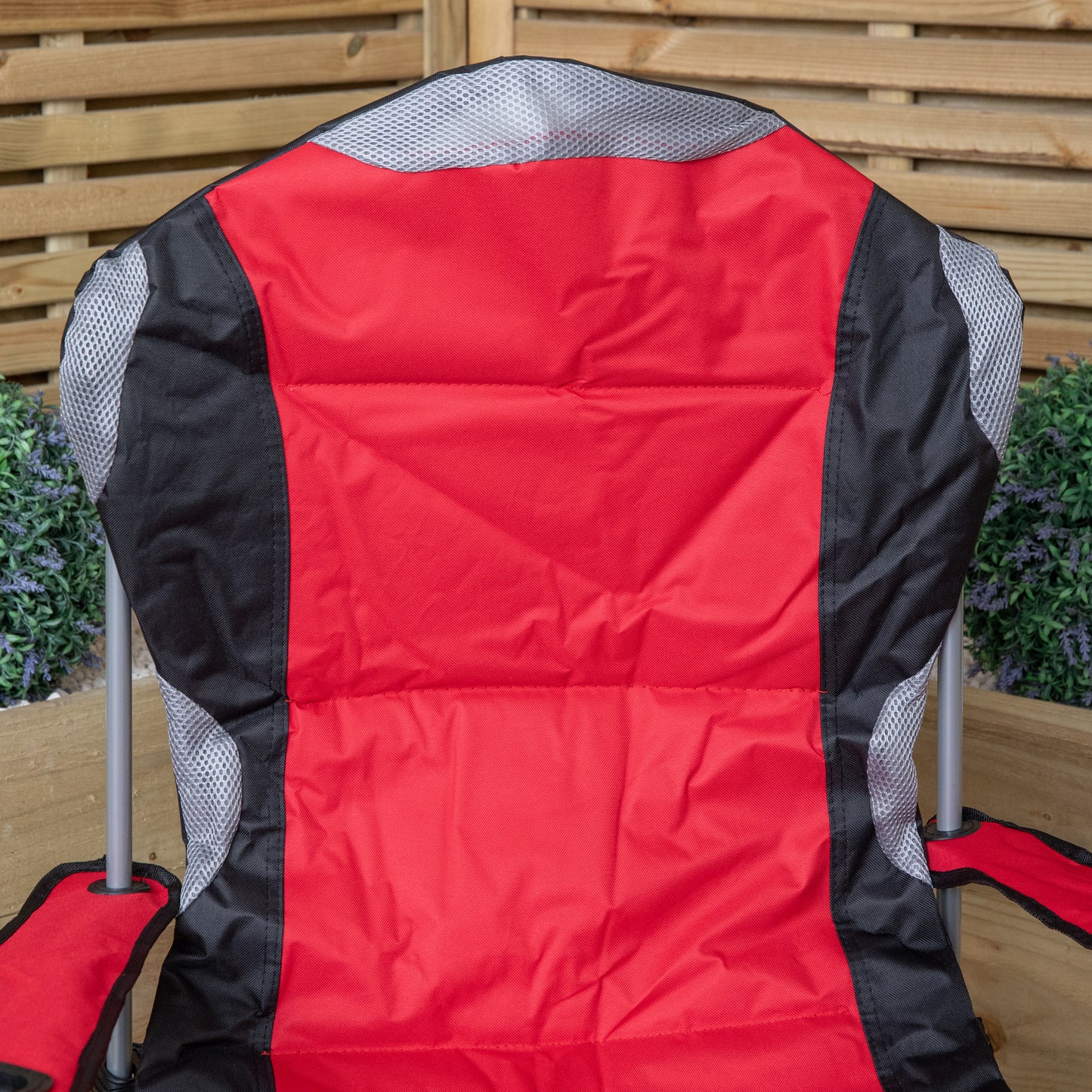 Luxury Padded High Back Outdoor Folding Chair with Cupholder in Red
