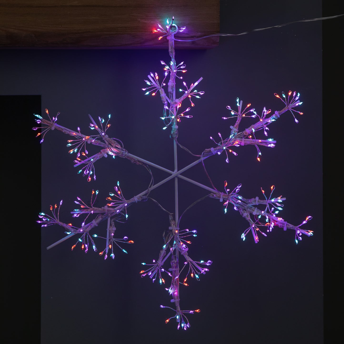 40cm LED Hanging Snowflake Christmas Decoration in Rainbow