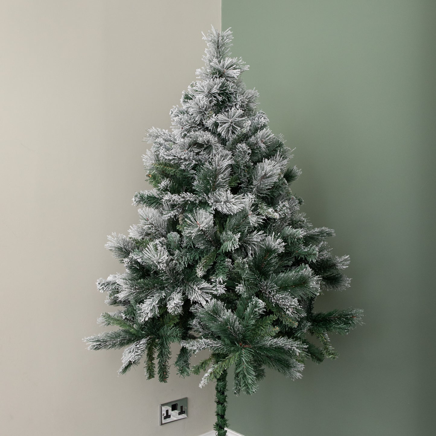 6ft Space Saving Snow Flocked Christmas Tree with Metal Stand