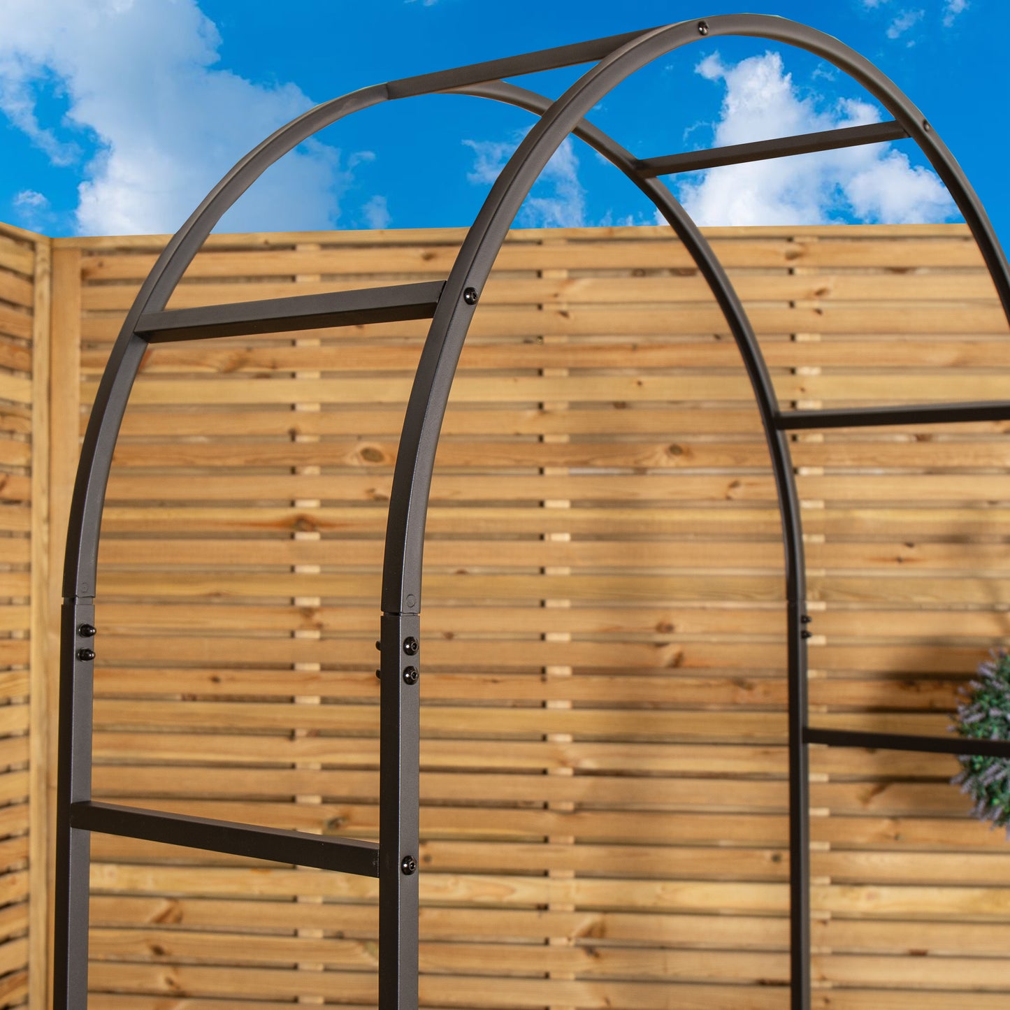 2.28m x 1.1m Black Garden Steel Arch Trellis for Climbing Plants 