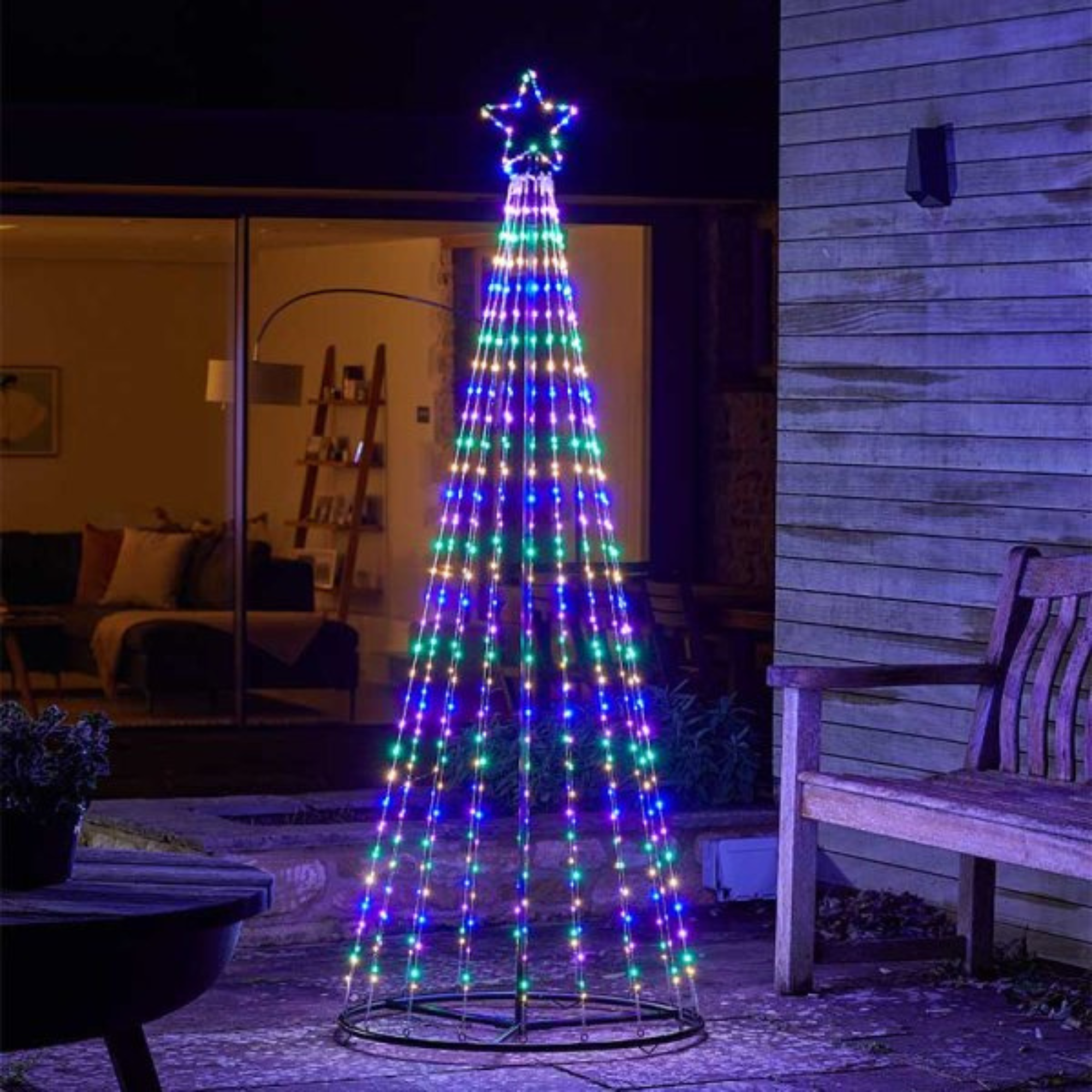 2.1m Light up Christmas Twinkle Maypole Tree with Multi-Coloured LEDs